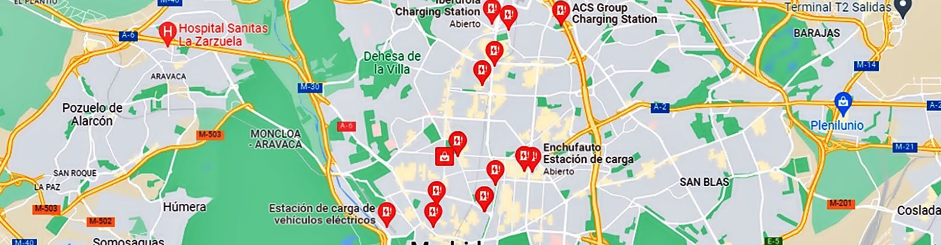 Puntos de carga para coches eléctricos en Madrid