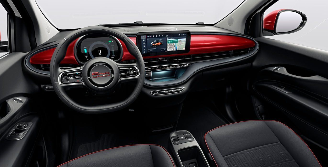 FIAT 500 RED Electrico interior delantera | Total Renting