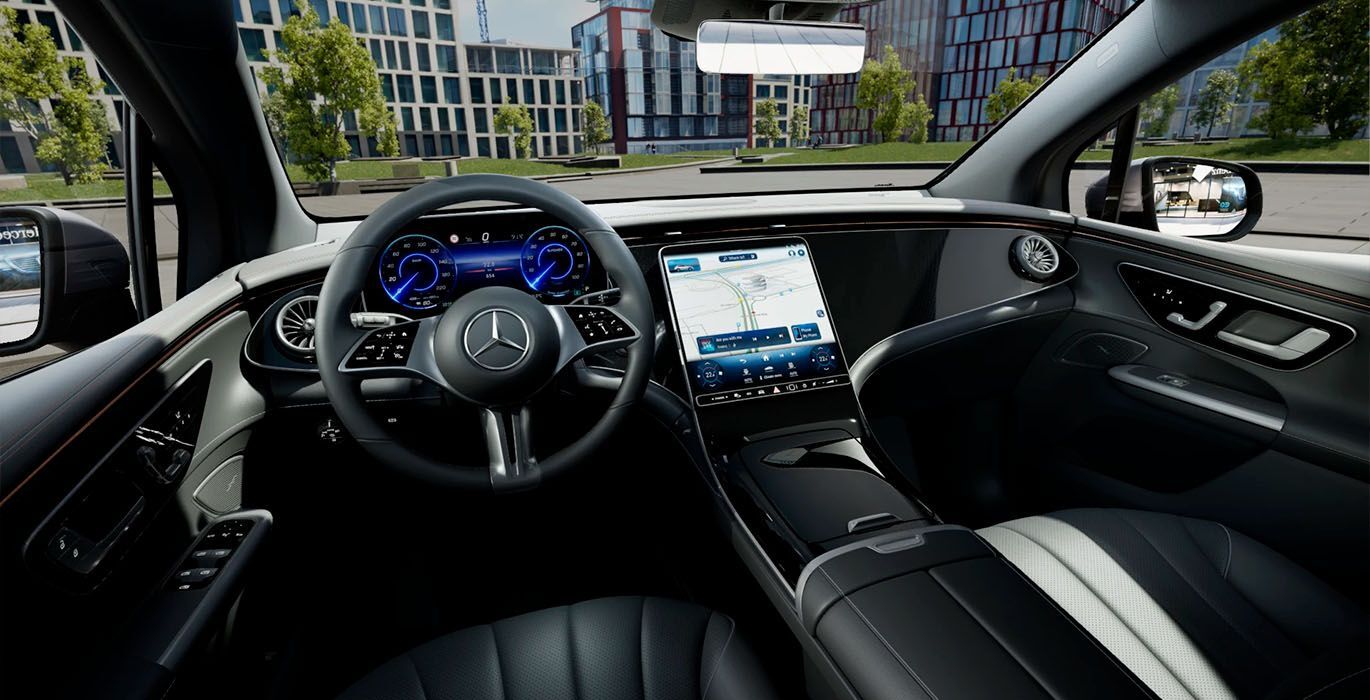 Mercedes EQE SUV 350 interior delantera | Total Renting