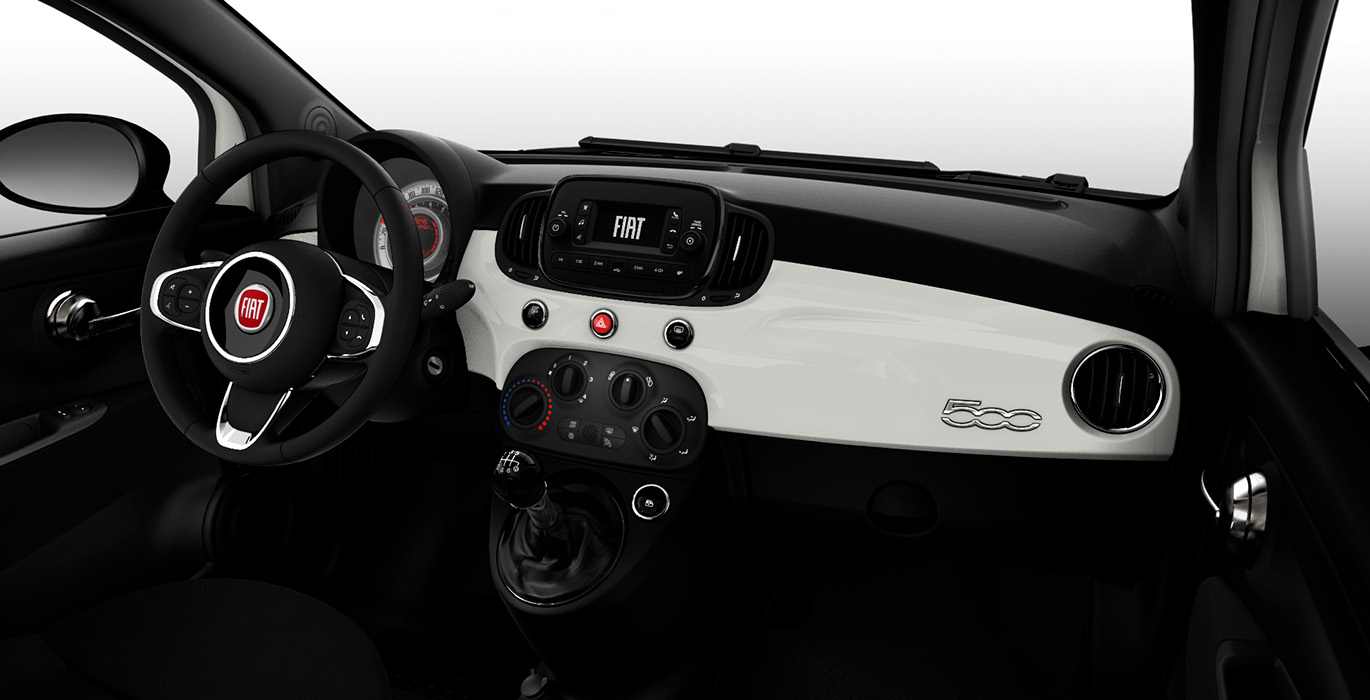 Fiat 500 1.0 Hybrid interior delantero negro | Total Renting