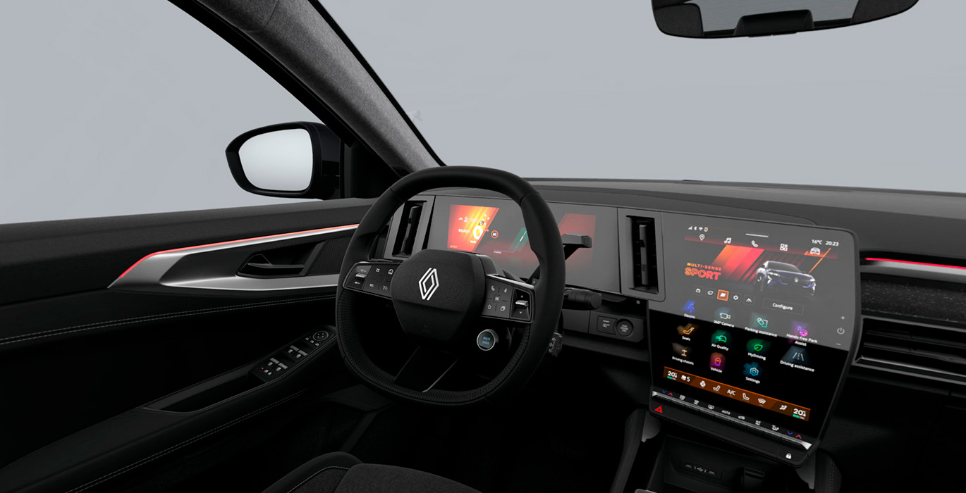 RENAULT RAFALE TECHNO E TECH FULL HYBRID 200CV interior delantera | Total Renting