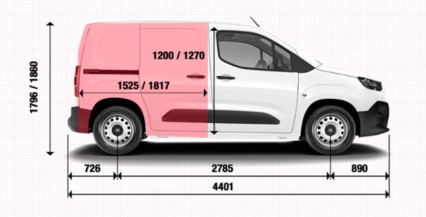 FIAT DOBLO FURGON L1 BLUEHDI 1.5L 100CV MANUAL dimensiones | Total Renting