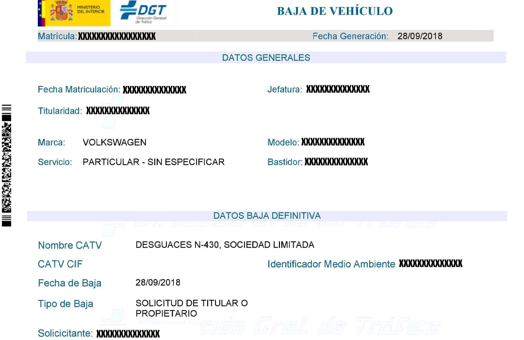 Documento de baja DGT | Total Renting